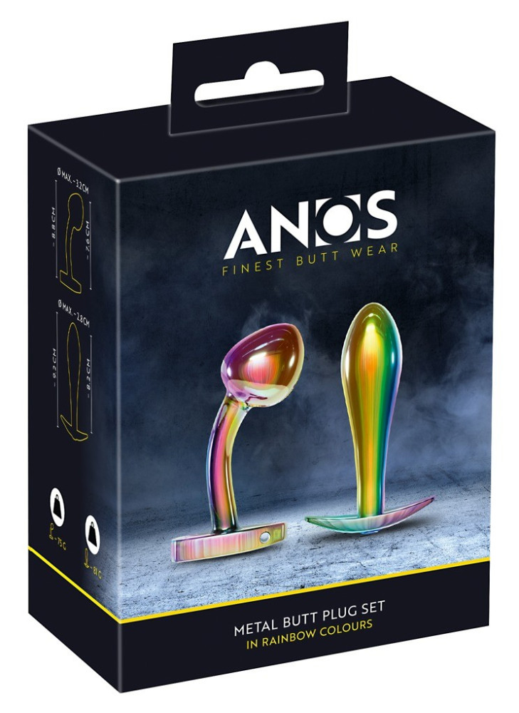 Metal Butt Plug Set in Rainbow Colours